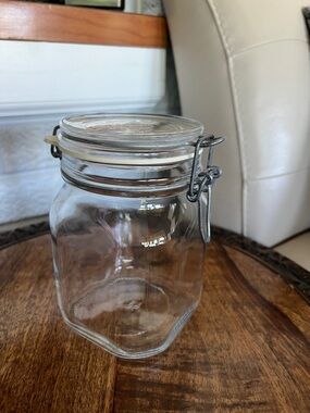 Clear Glass Airtight Storage Jar with Metal Clamp Lid - Made in Italy